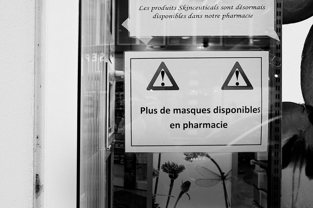 Eine Apotheke in Luxemburg, wo Atemschutzmasken schon lange nicht mehr im freien Verkauf sind