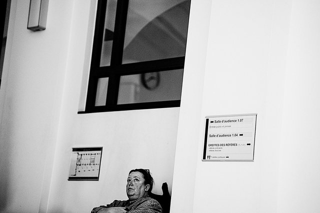 Karine Reuter mardi après-midi devant la salle d’audience du tribunal correctionnel