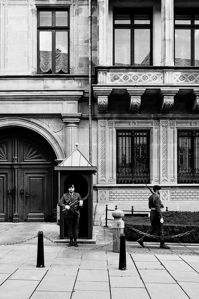 Devant  le palais grand-ducal
