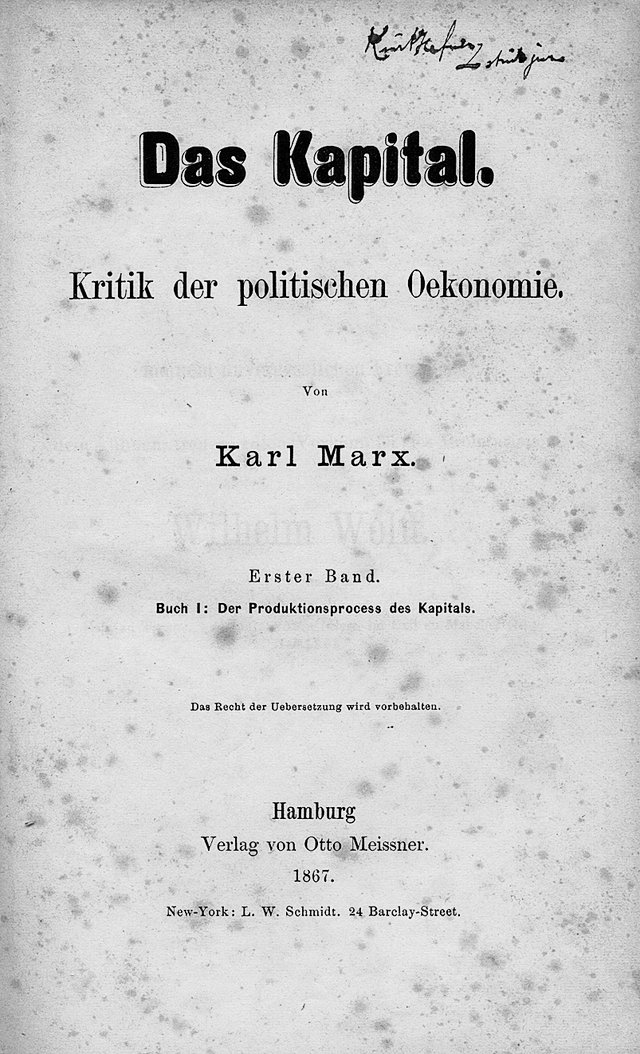 Erstausgabe des ersten Bands von Das Kapital, Hamburg, 1867