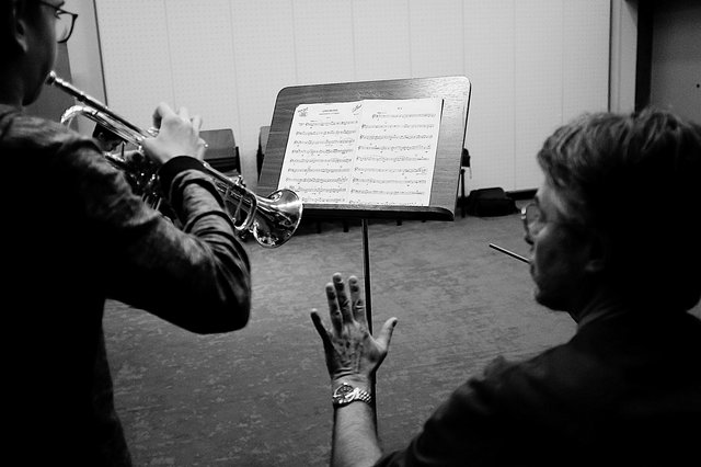 Trompetenunterricht am hauptstädtischen Konservatorium